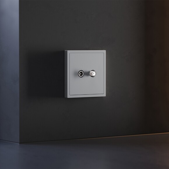 VLS001616 Накладка для розетки телевизионной оконечной TV+SAT (Телевизионный + Спутниковый) серого цвета VOLTUM S70 (серый)