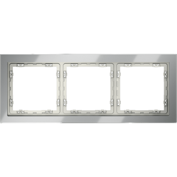 VLS110305 Рамка стеклянная для электрических изделий VOLTUM серии S70 на 3 поста алюминиевого цвета из стекла