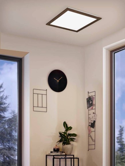 99475 PIGLIONASS PIGLIONASSO Светодиодный потолочный светильник, 32Вт, 4700Лм, 4000К, L645 B645 H55, сталь/пластик/дерево, белый/коричневый