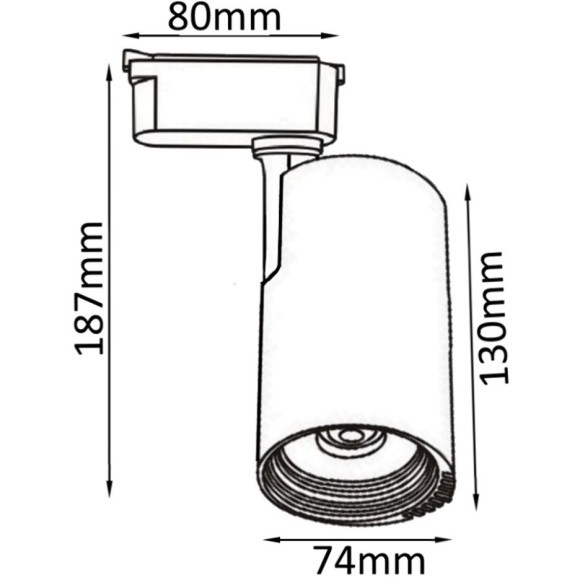 Однофазный двужильный светодиодный трековый светильник Crystallux CLT 0.31 007 20W WH 3000К 1900Лм CRI80+ 24° 20Вт