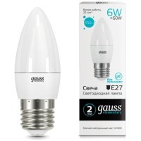 33226 Лампа Gauss LED Elementary Свеча 6W E27 450lm 4100K 1/10/50