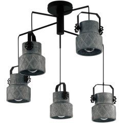 39856 Подвес HIlCOTT, 5х40W (E27), ?675, H1500, сталь, черный/сталь, оцинкованный