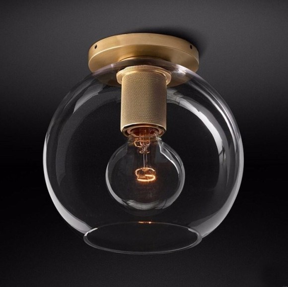 Потолочный Светильник Rh Utilitaire Globe Shade Flushmount Brass By Imperiumloft