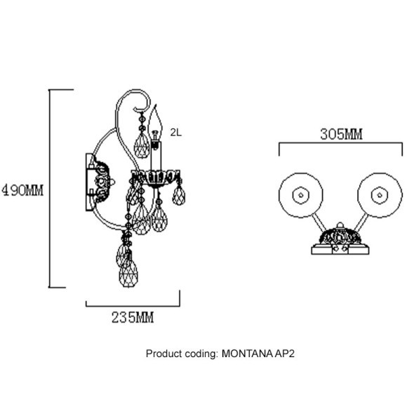Бра Crystal Lux MONTANA AP2 Бра Crystal Lux MONTANA AP2