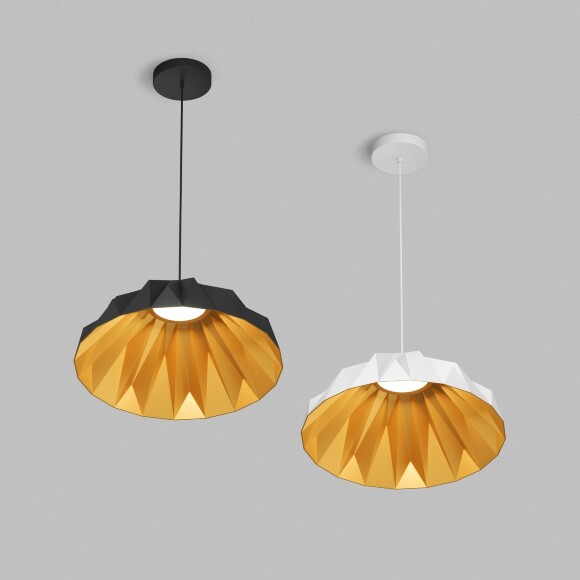 DK6655-BK+SG Светильник подвесной черный с золотой внутренней частью для обеденного стола Denkirs ORIGAMI 20 Вт 3000К 560x1500мм DK6655-BK+SG Светильник подвесной черный с золотой внутренней частью для обеденного стола Denkirs ORIGAMI 20 Вт 3000К 560x1500мм