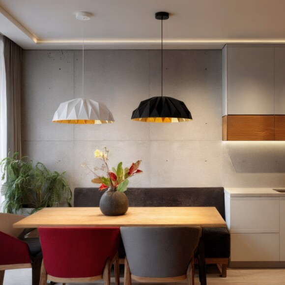 DK6655-BK+SG Светильник подвесной черный с золотой внутренней частью для обеденного стола Denkirs ORIGAMI 20 Вт 3000К 560x1500мм DK6655-BK+SG Светильник подвесной черный с золотой внутренней частью для обеденного стола Denkirs ORIGAMI 20 Вт 3000К 560x1500мм