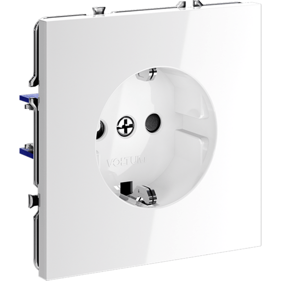 VLS040201 Розетка встраиваемая с заземлением и защитными шторками максимальный ток 16 Ампер (3500 Ватт) белого глянцевого цвета VOLTUM S70 (белый глянцевый)