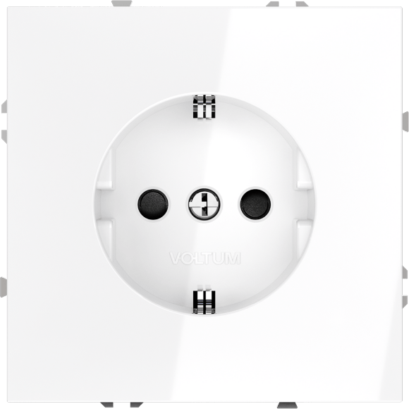 VLS040201 Розетка встраиваемая с заземлением и защитными шторками максимальный ток 16 Ампер (3500 Ватт) белого глянцевого цвета VOLTUM S70 (белый глянцевый)