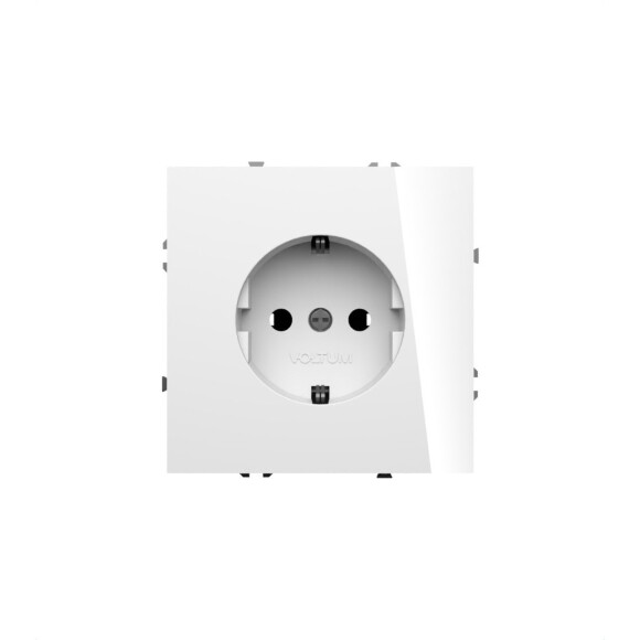 VLS040201 Розетка встраиваемая с заземлением и защитными шторками максимальный ток 16 Ампер (3500 Ватт) белого глянцевого цвета VOLTUM S70 (белый глянцевый)