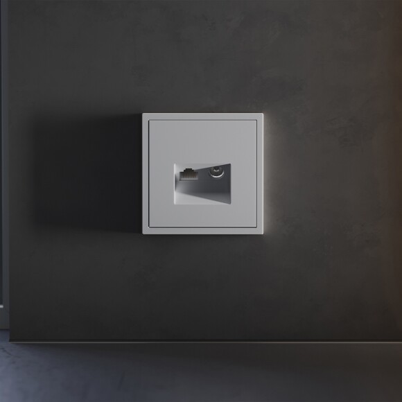 VLS002716 Накладка для розетки TV+RJ45 (CAT5-CAT6 + RG6 или РК 75-4,8-31 серого цвета VOLTUM S70 (серый)