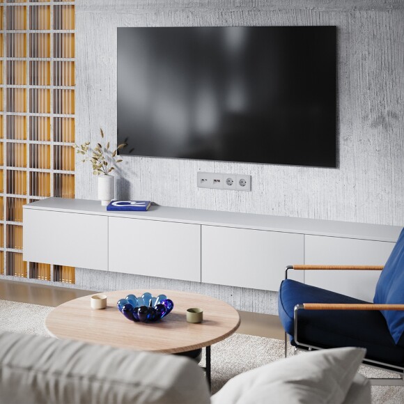 VLS002716 Накладка для розетки TV+RJ45 (CAT5-CAT6 + RG6 или РК 75-4,8-31 серого цвета VOLTUM S70 (серый)