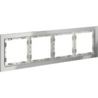 VLS110405 Рамка стеклянная для электрических изделий VOLTUM серии S70 на 4 поста алюминиевого цвета из стекла
