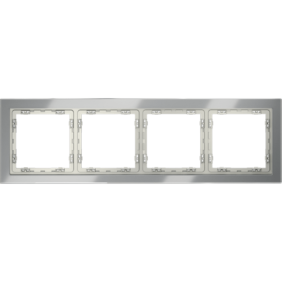 VLS110405 Рамка стеклянная для электрических изделий VOLTUM серии S70 на 4 поста алюминиевого цвета из стекла