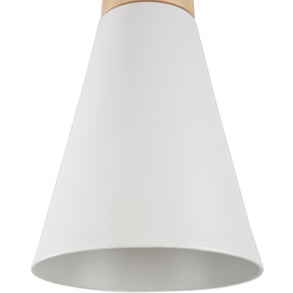 Подвесной светильник Maytoni Bicones P359-PL-140-W E27 макс. 60Вт белый металл + дерево (бук), скандинавский минимализм, диаметр 140 мм, регулируемая высота 240-1420 мм