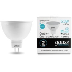 13526 Светодиодная лампа Gauss Софит 5,5W 450Lm 4100K GU5.3 13526 Светодиодная лампа Gauss Софит 5,5W 450Lm 4100K GU5.3