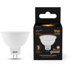 101505109 Лампа Gauss MR16 9W 830lm 3000K GU5.3 LED 1/10/100