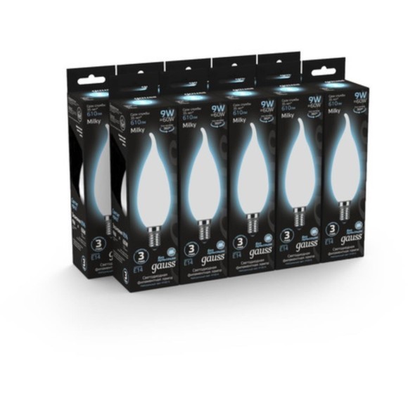 104201209 Светодиодная филаментная лампа Gauss Свеча на ветру 9W 610Lm 4100K E14 104201209 Светодиодная филаментная лампа Gauss Свеча на ветру 9W 610Lm 4100K E14