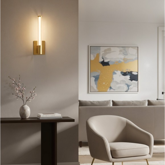 DK5100-BR Светильник настенный в виде стеклянной трубки с золотым основанием Denkirs AURA 9Вт 3000К 105х73x400мм