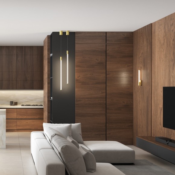 DK5100-BR Светильник настенный в виде стеклянной трубки с золотым основанием Denkirs AURA 9Вт 3000К 105х73x400мм