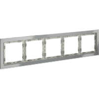 VLS110505 Рамка стеклянная для электрических изделий VOLTUM серии S70 на 5 постов алюминиевого цвета из стекла