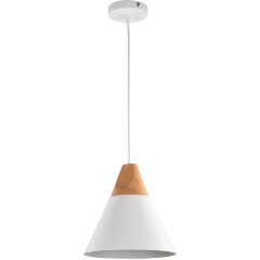 Подвесной светильник Maytoni Bicones P359-PL-01-W E27 макс. 60Вт белый матовый металл и дерево (бук), конусный плафон, скандинавский стиль, диаметр 220 мм, высота регулируемая 220-1400 мм Подвесной светильник Maytoni Bicones P359-PL-01-W E27 макс. 60Вт белый матовый металл и дерево (бук), конусный плафон, скандинавский стиль, диаметр 220 мм, высота регулируемая 220-1400 мм