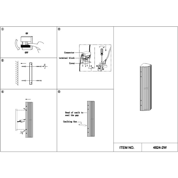Favourite Trellis 4824-2W Современный светодиодный уличный фасадный настенный светильник, основание черный металл, плафон матовое белое стекло, LED 20Вт 3000K 500Лм CRI90 IP65 220В, размеры D95xW146xH460мм