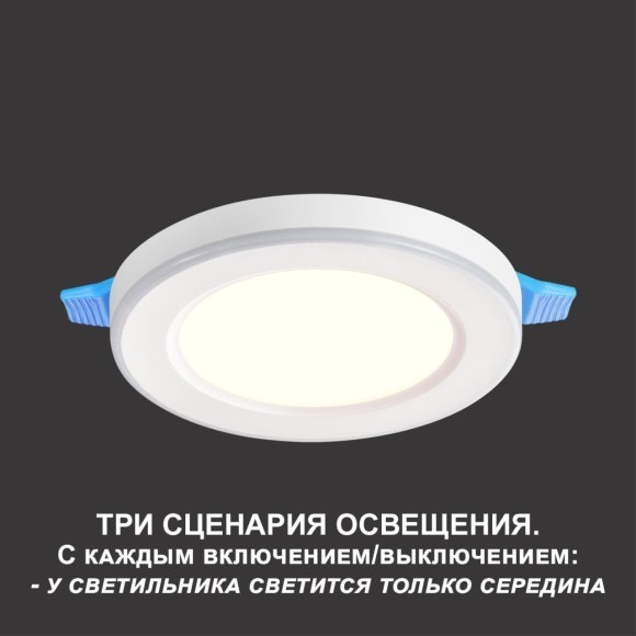 Светильник встраиваемый светодиодный (три сценария работы) IP20 LED 4000К+RGB 18W+6W 1440Лм SPAN 359011