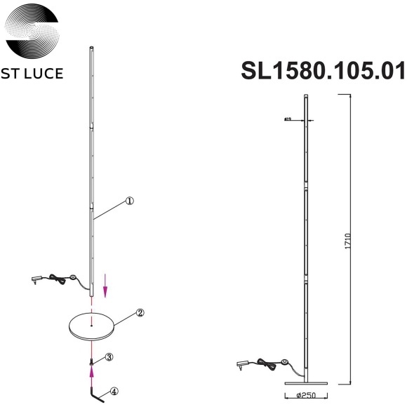 SL1580.105.01 Торшер ST-Luce Никель/Белый LED 1*25W 3200K RALIO
