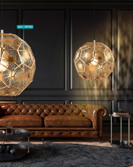 39756 SKOURA Подвес с одной лампой E27, винтажный, металл, латунный