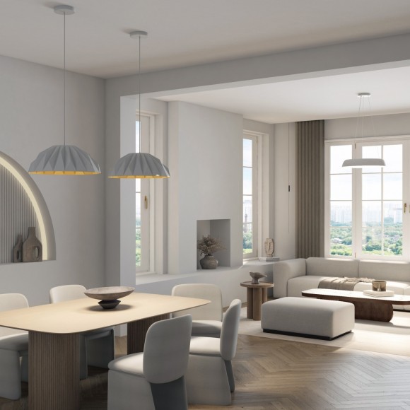 DK6655-WH+SG Светильник подвесной белая чаша с золотой внутренней частью для обеденного стола Denkirs ORIGAMI 20 Вт 3000К 560x1500мм