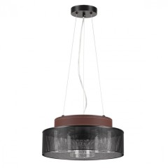 6598/3C MODERNI LN24 черный/черный. коричневый металл, эко кожа/металл, стекло Подвесной светильник Е27 3*40W 220V BASALTO