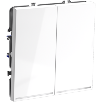 VLS020201 Выключатель встраиваемый с подсветкой двухклавишный белого глянцевого цвета 10А (2200 Ватт) VOLTUM S70 (белый глянцевый)