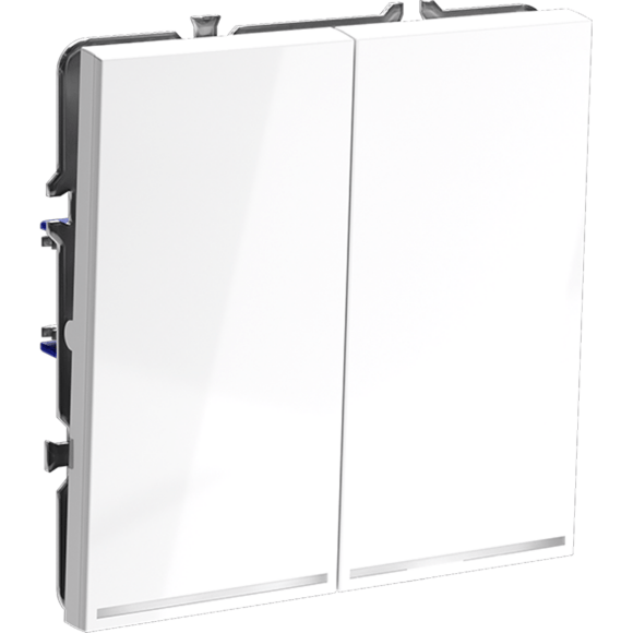 VLS020201 Выключатель встраиваемый с подсветкой двухклавишный белого глянцевого цвета 10А (2200 Ватт) VOLTUM S70 (белый глянцевый)