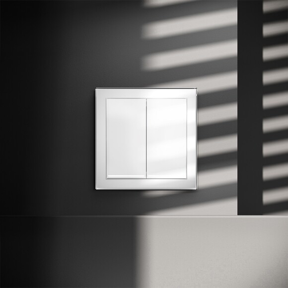 VLS020201 Выключатель встраиваемый с подсветкой двухклавишный белого глянцевого цвета 10А (2200 Ватт) VOLTUM S70 (белый глянцевый)