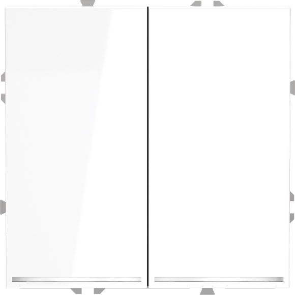 VLS020201 Выключатель встраиваемый с подсветкой двухклавишный белого глянцевого цвета 10А (2200 Ватт) VOLTUM S70 (белый глянцевый)