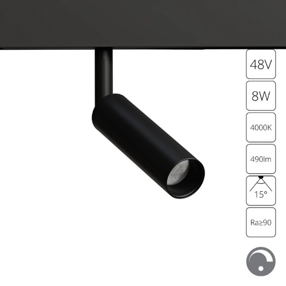 A4680PL-1BK Трековый магнитный диммируемый по 0/1-10V светодиодный светильник Arte Lamp Linea 2.0 CRI90+ 4000К 490Лм 15° 8Вт
