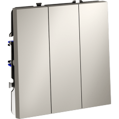 VLS030103 Выключатель встраиваемый трехклавишный кашемирового цвета 10А (2200 Ватт) VOLTUM S70 (кашемир)