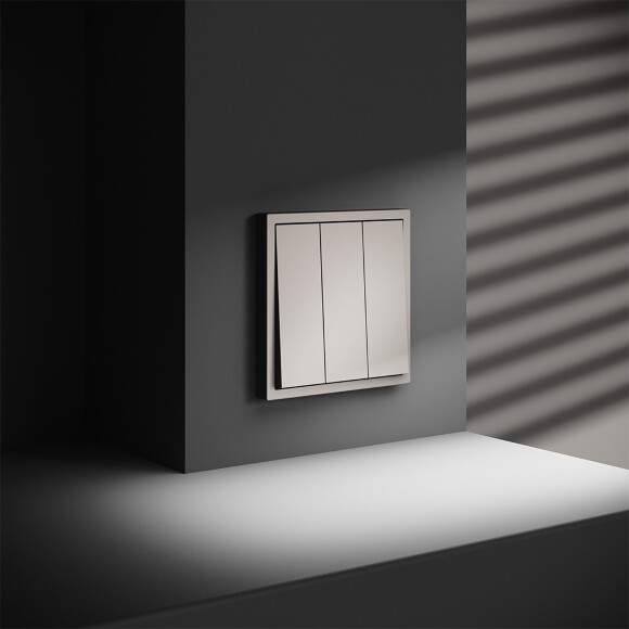 VLS030103 Выключатель встраиваемый трехклавишный кашемирового цвета 10А (2200 Ватт) VOLTUM S70 (кашемир)