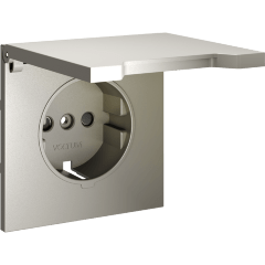 VLS000804 Накладка для розетки с заземлением, защитными шторками и защитной крышкой шелкового цвета VOLTUM S70 (шелк)