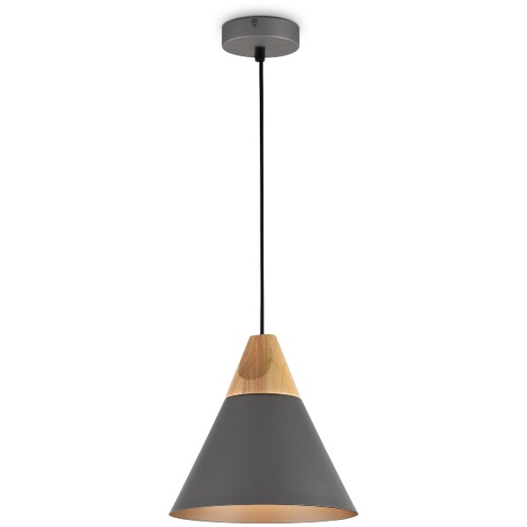 Подвесной светильник Maytoni Bicones P359-PL-220-C E27 макс. 60Вт темно-серый матовый металл и дерево (бук), конусный плафон, скандинавский стиль, диаметр 220 мм, высота регулируемая 220-1400 мм Подвесной светильник Maytoni Bicones P359-PL-220-C E27 макс. 60Вт темно-серый матовый металл и дерево (бук), конусный плафон, скандинавский стиль, диаметр 220 мм, высота регулируемая 220-1400 мм