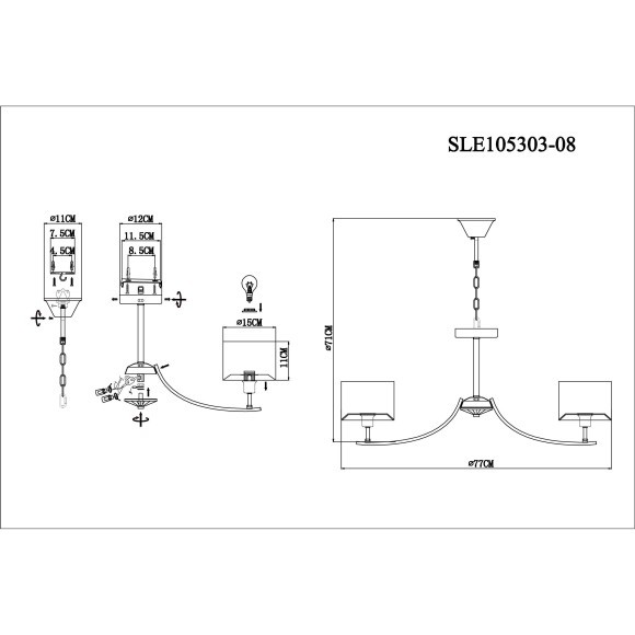 SLE105303-08 Светильник подвесной Хром/Серый E14 8*40W LINDA