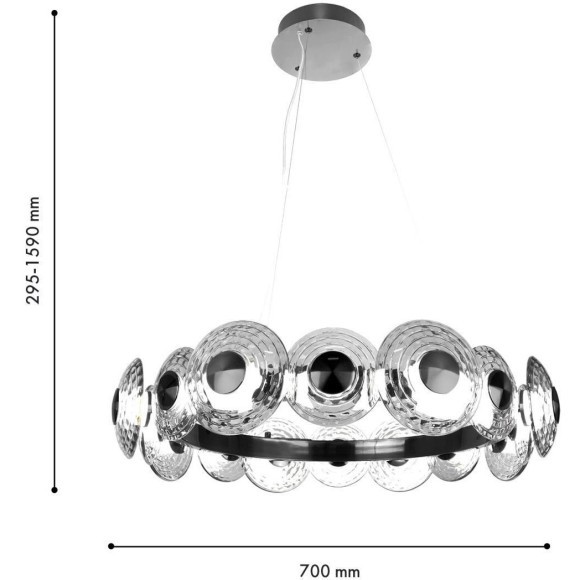 4643-16P, подвесная люстра, D700xH295/1590, LEDx72W, 8217LM, 4000K, included 4643-16P, подвесная люстра, D700xH295/1590, LEDx72W, 8217LM, 4000K, included