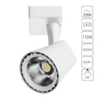 Однофазный двужильный светодиодный трековый светильник Arte Lamp A1811PL-1WH AMICO 3000К 800Лм CRI85+ 24° 10Вт