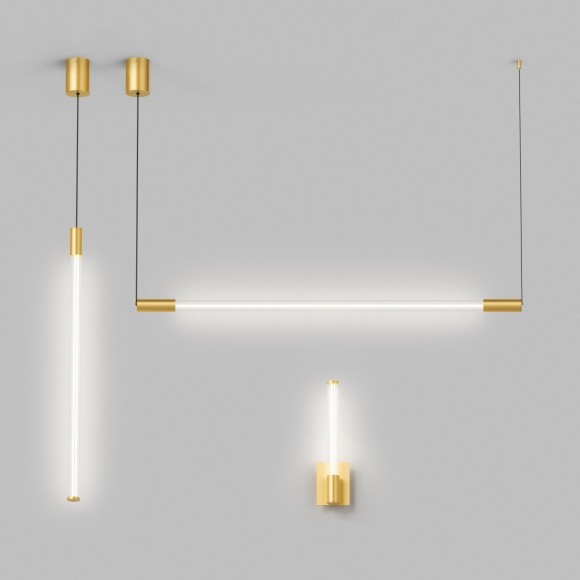 DK4318-BR Светильник подвесной цилиндр золотой Denkirs AURA 25Вт 3000К 1200x40x1500мм