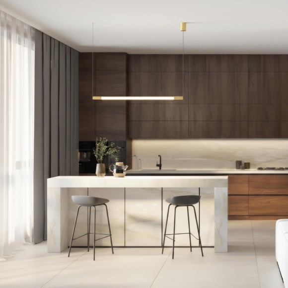 DK4318-BR Светильник подвесной цилиндр золотой Denkirs AURA 25Вт 3000К 1200x40x1500мм