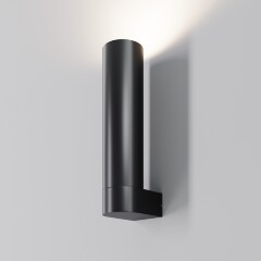 Maytoni Tube O508WL-L5B3K Черный уличный настенный светильник цилиндр, свет в одну сторону, металл, стекло, бра фасадное, LED 5Вт 3000K 600лм CRI80 34° IP65 220V -40...+50°C