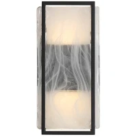 Favourite Powder 4825-2W Современный черный уличный светодиодный настенный светильник в неоклассическом стиле, металл черный, плафон стекло, LED 2x8Вт 3000K 2x480Лм CRI90 IP65 220В, размеры D70xW170xH355мм