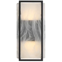 Favourite Powder 4825-2W Современный черный уличный светодиодный настенный светильник в неоклассическом стиле, металл черный, плафон стекло, LED 2x8Вт 3000K 2x480Лм CRI90 IP65 220В, размеры D70xW170xH355мм