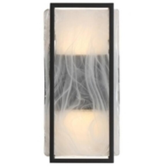 Favourite Powder 4825-2W Современный черный уличный светодиодный настенный светильник в неоклассическом стиле, металл черный, плафон стекло, LED 2x8Вт 3000K 2x480Лм CRI90 IP65 220В, размеры D70xW170xH355мм