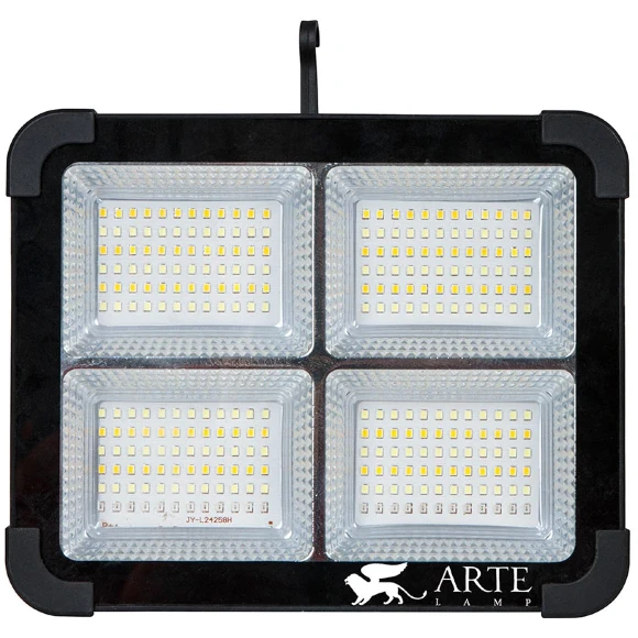 Arte Lamp AVIOR A8100AL-1BK Походный переносной аккумуляторный (4800 мА/ч) уличный прожектор, зарядка от солнца или USB TYPE-C, функция пауер-банка, магнитное, подвесное или накладное крепление, время работы 4-8 часов, LED 10Вт CRI70 550лм 3000/4500/8500K
